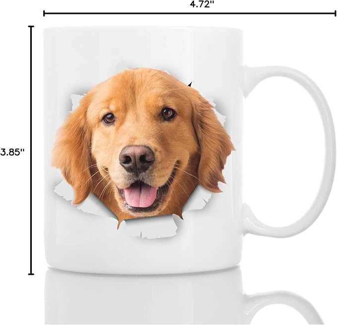 Golden Retriever Coffee Mug - Ceramic Funny Coffee Mug - Perfect Dog Lover Gift - Cute Novelty Coffee Mug Present - Great Birthday or Christmas Surprise for Friend or Coworker, Men and Women (11oz)