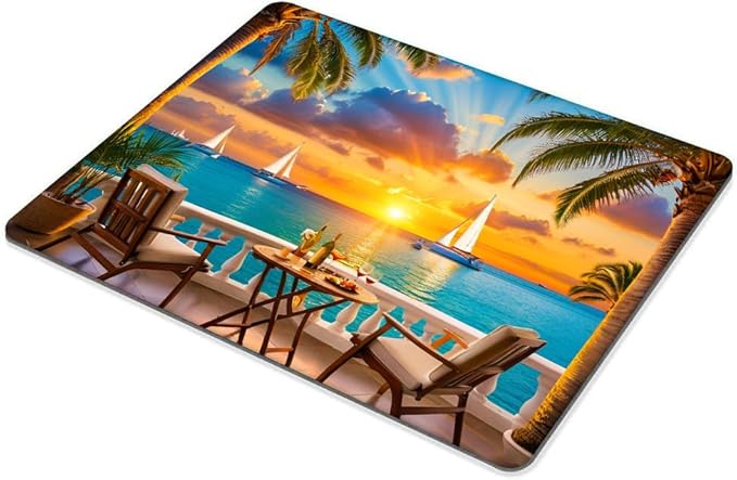 Square Mouse Pad Ocean Sunset,Gaming Mouse Pads for Desk,Soft Computer Waterproof Non-Slip Mouse Mat