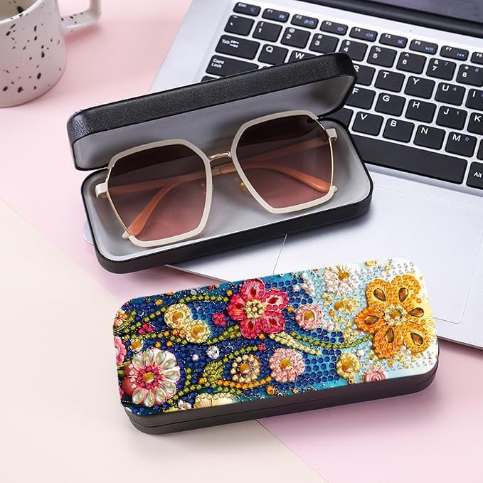 Leatrice 5d Diamond Art Kits for Adults Small Diamond Painting Kit Gem Art Paint by Diamonds Dots Eyeglasses Case DIY for Beginner Women