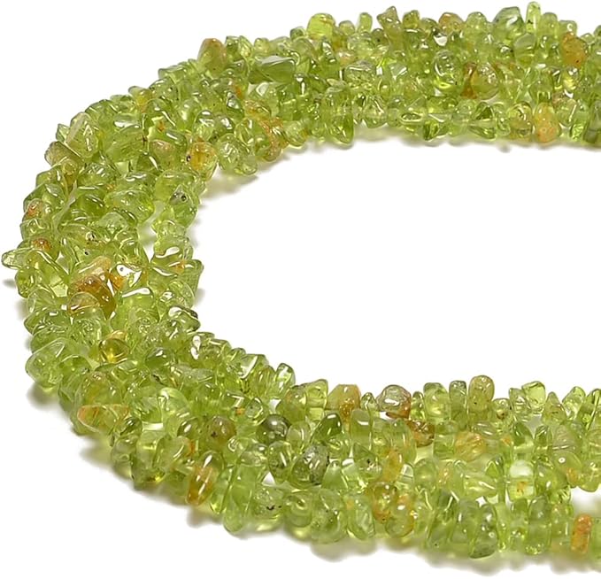 PLTbeads Gemstone Chips Natural Green Peridot Lazuli 3-5mm Healing Crystals Waist Bracelets Necklace Kit Irregular Stone DIY Crafts Design Jewelry Making Approxi 32 inch