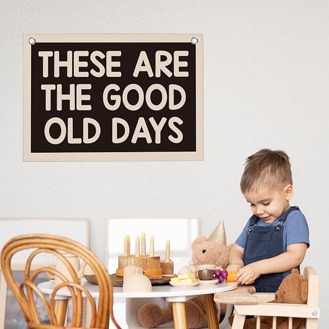 Black and White These Are The Good Old Days Banner Vintage Banner Wall Decor Wall Hanging Boys Girl Play Bedroom Dorm Room Decor 22x28 Inch