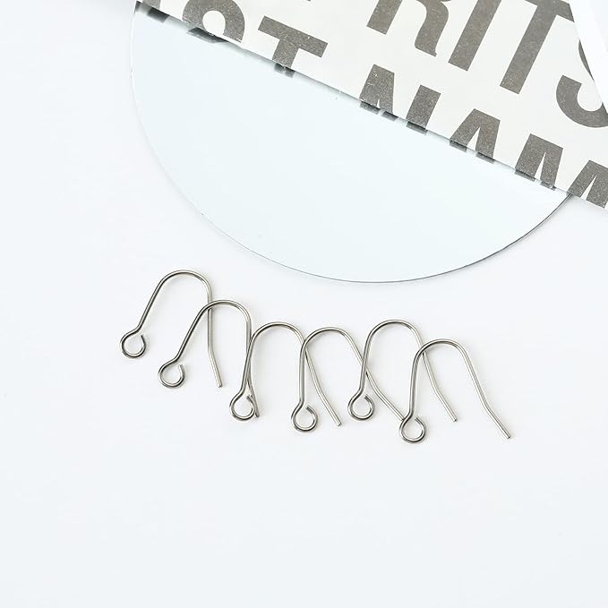 6pcs 20G Small Pure Titanium Earring Fish Hooks DIY Earrings Findings for Jewelry Making, Hypoallergenic Earring Hooks Making Kit for Women Men Sensitive Ears