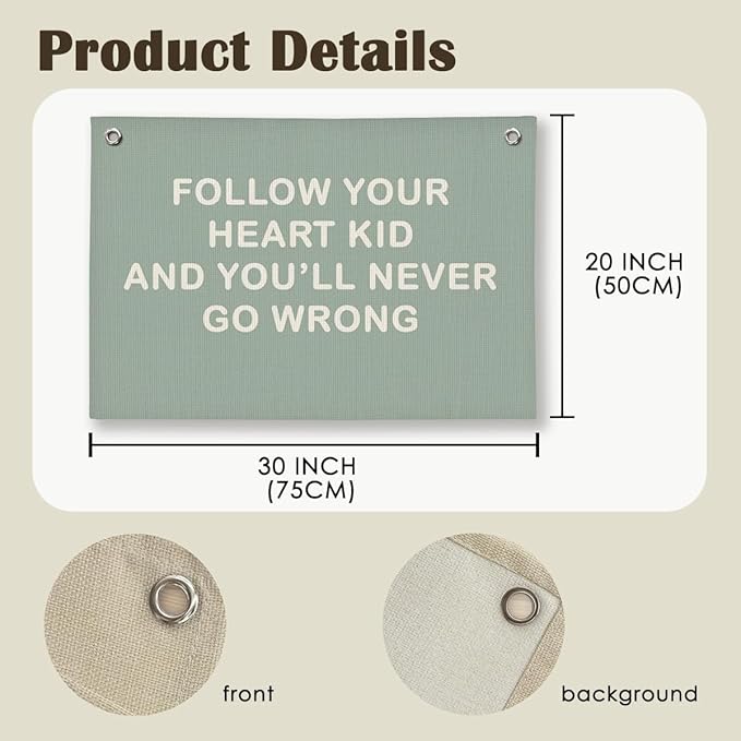Boy Nursery Decor, Inspirational Wall Decor Hanging Linen Banner,Playroom Navy Blue Motivational Wall Flag for Kids Boys Room Playroom Nursery Wall Art, 20x30 Inch