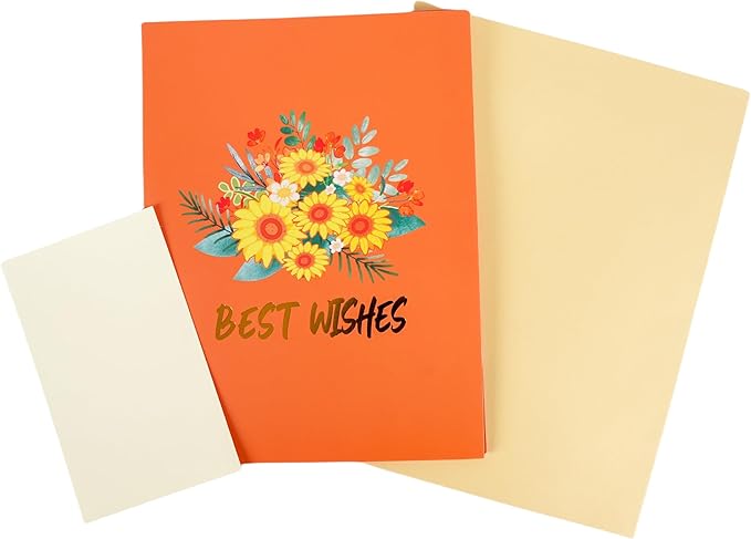 3D Bouquet Pop Up Thank you Card, Teacher Appreciation Card, Handmade Flowers Box Greeting Cards with Note and Envelope for New Year Anniversary Valentines