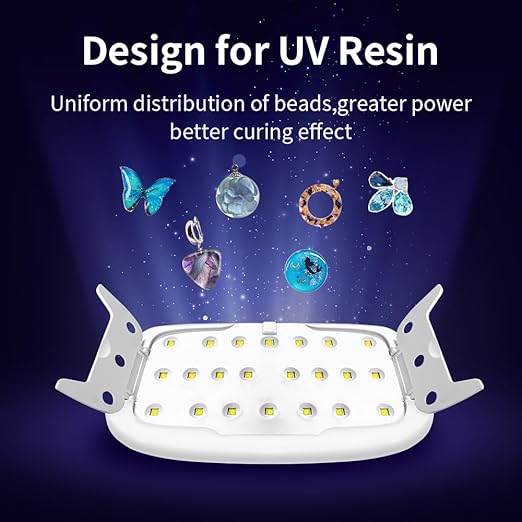 2 Pack UV Light for Resin, Large Size Foldable UV Resin Lamp and Mini Portable Light, Fast Curing and Light Weight UV Lamp, Resin Kits for Jewelry Making, DIY Craft