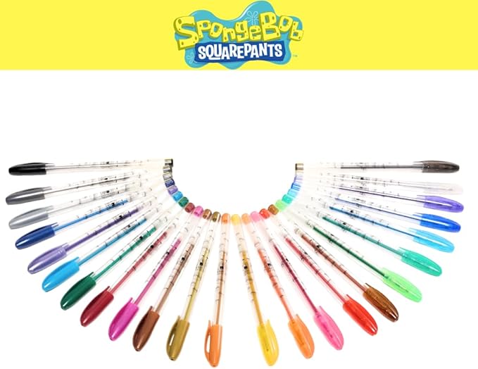 Innovative Designs Nickelodeon SpongeBob SquarePants Gel Pens Set for Kids, 24 Pack with Glitter Gel Pens, Cute Pens for Boys and Girls