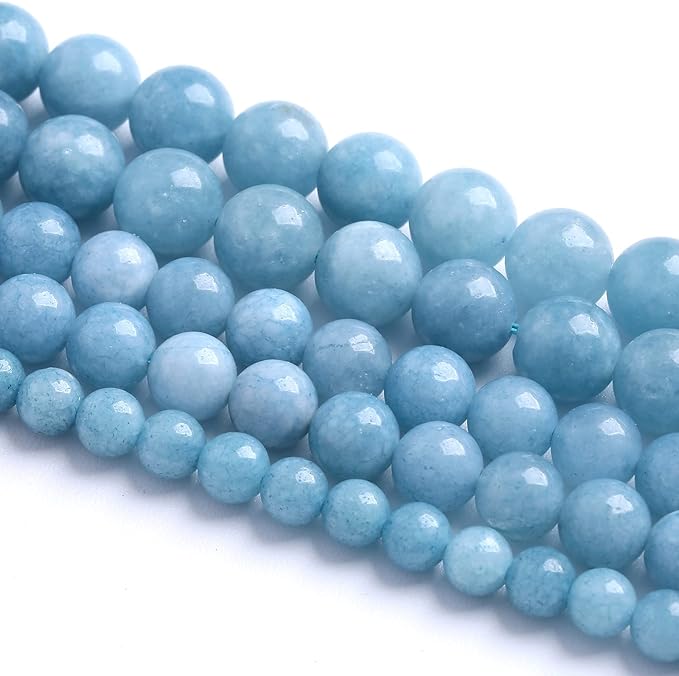 8MM 46PCS Blue Aquamarine Jade Loose Beads for Jewelry Making DIY Bracelet