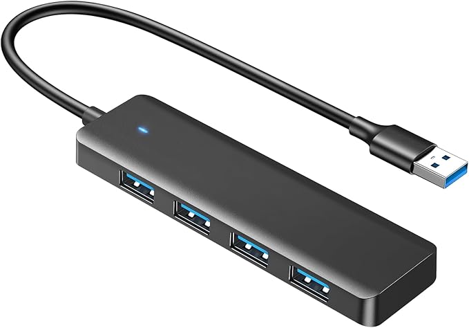 USB Hub 4 Ports, Multiple USB 3.0 Hub, USB A Splitter Ultra-Slim USB Expander for Mouse, Keyboard, Flash Drive, U Disk, Printer, Laptop PC, Desktop and More