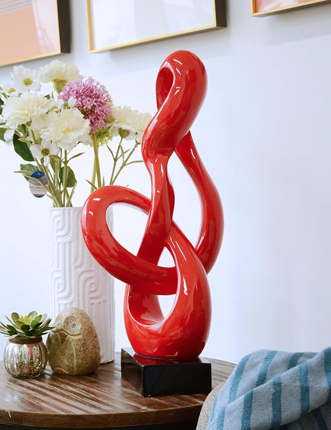 NENBOLEC Sculpture Music Note Decor Modern Statue Gifts Treble Clef Figurine Polyresin Arts Red 23 inch
