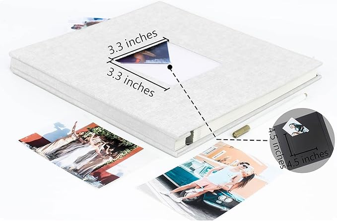 Photo Album Self Adhesive Pages for 4x6 5x7 8x10 Pictures Magnetic Scrapbook Photo Albums with Sticky Pages Books with A Metallic Pen for Baby Wedding Family 11x10.6 White 40 Pages