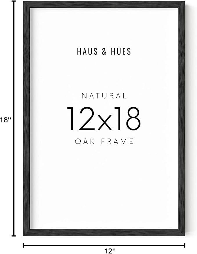 HAUS AND HUES 12x18 Black Oak Frame - Wooden Poster Display, Rustic Black Oak Finish