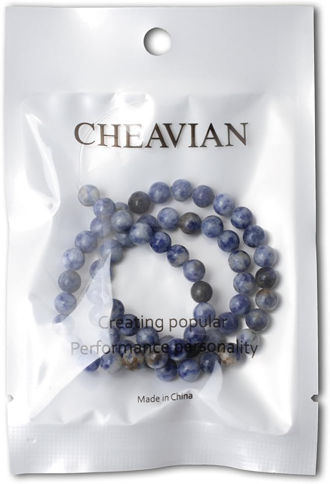 60PCS 6mm Natural Blue White Sodalite Gemstone Round Loose Beads for Jewelry Making 1 Strand 15"