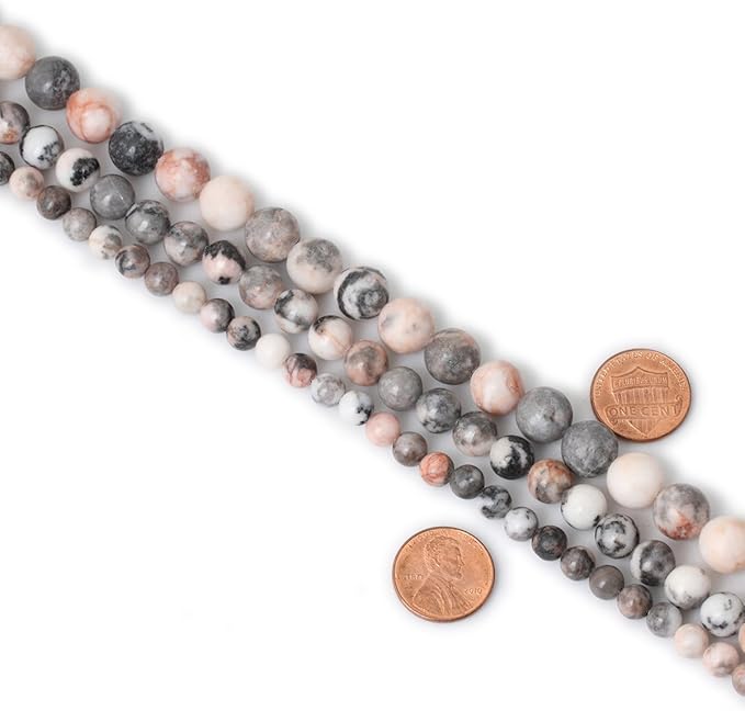 45PCS 8mm Natural Pink Zebra Jasper Round Loose Beads for Jewelry Making DIY Handmade 1 Strand 15"