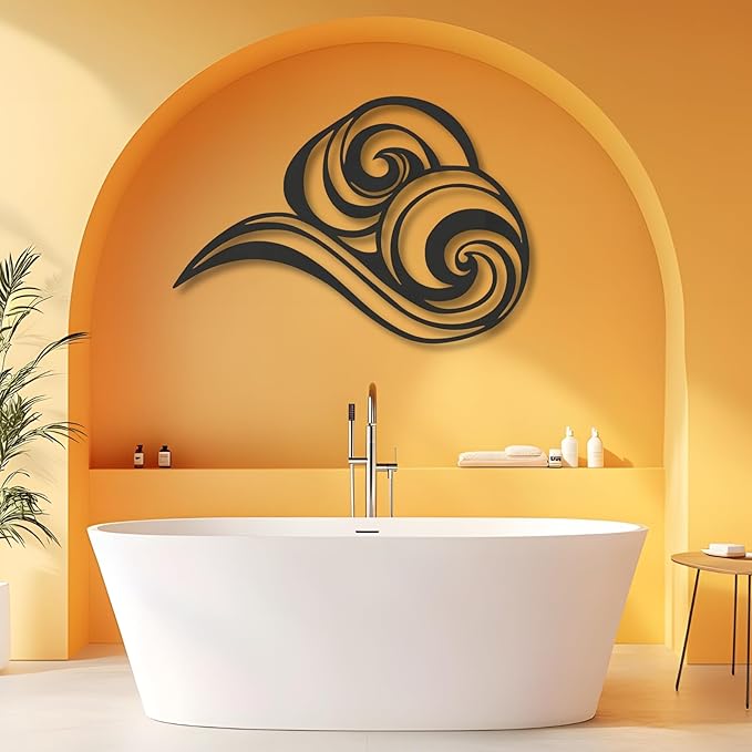 Abstract Ocean Wave Metal Wall Sculpture,Coastal Art for Coastal Spaces, Porch & Beach House Decor,Metal Wave Sculpture,Coastal Wall Art for Nautical Interiors (30" x 21" | 76 x 54 cm)