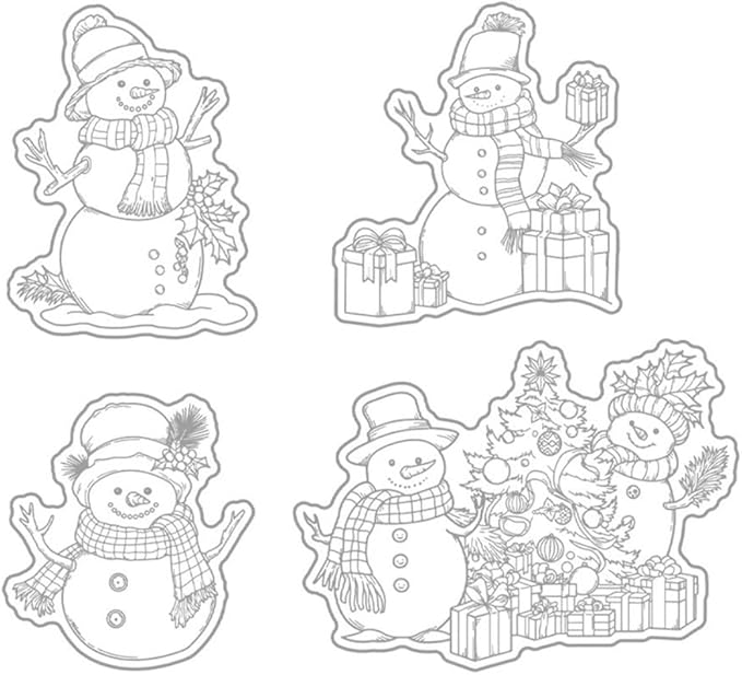 Christmas Snowman Santa Box Stamps and Cutting Dies for Card Making DIY Transparent Silicone Clear Stamp and Metal Die Cuts Sets for Scrapbooking Paper Greeting Cards Decor Seals Craft Supplies