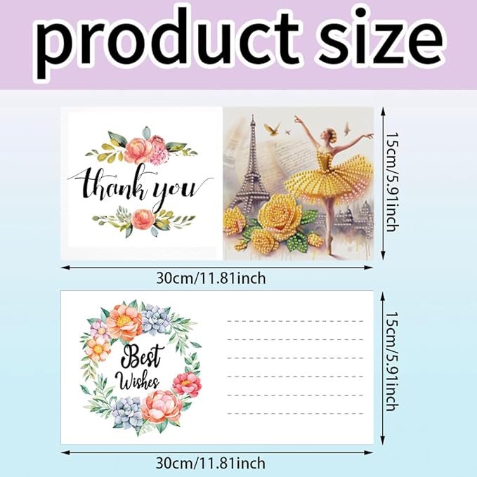Ceitura 6Pcs DIY Diamond Art Painting Crafts Rhinestone Painting Greeting Card Making Kit Postcard for Holiday Christmas New Year Party Favors (Ballet Girl)
