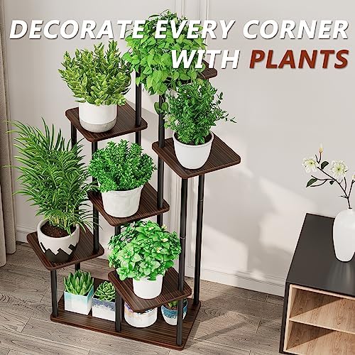 AZERPIAN 7 Tier Tall Plant Stand Indoor Corner Tiered Shelf Metal MDF Board - Image 6