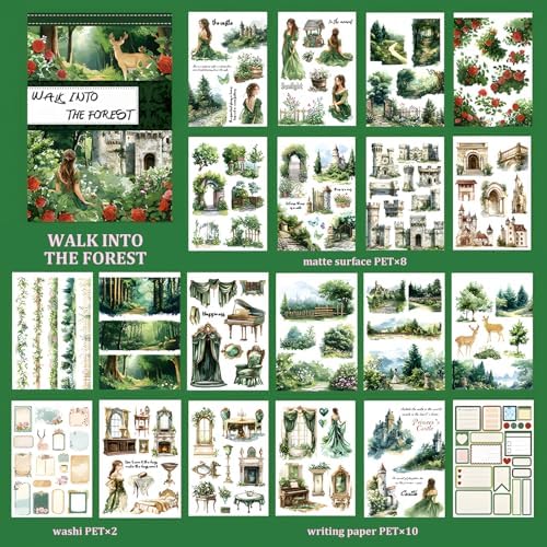 Snycler Forest Wilderness Theme Sticker Scrapbooking Supplies for Junk Journal, 20 Sheets PET Stickers - Vintage Journaling Stickers, Ephemera Sticker Book Pre Cut, Junk Journal Supplies, Planner - Image 6