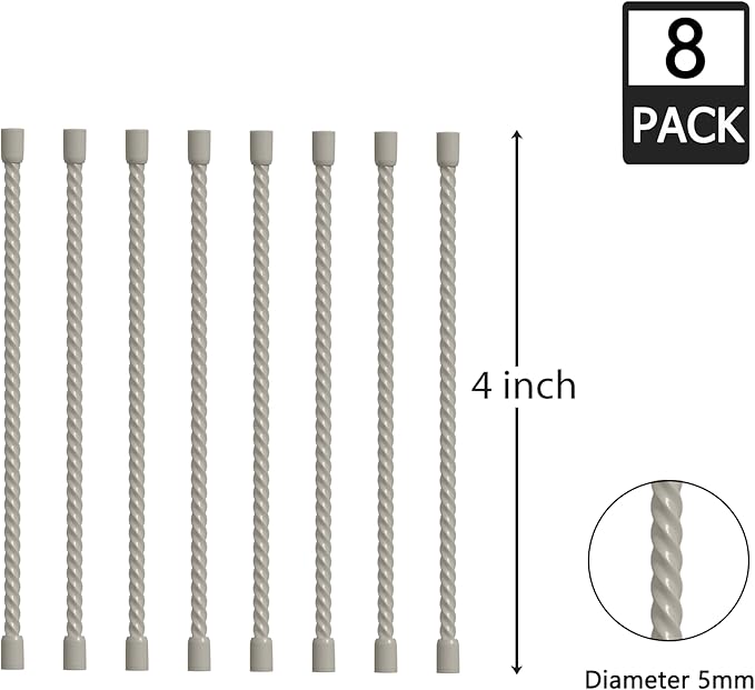 8PCS Silicone Cable Ties 4 Inch Reusable Twist Ties Steel-Core Cable Tie Straps Organizer All Purpose Bendable Cord Tie for Indoor Outdoor Bundling Holding Securing and Wrapping Cables (White)