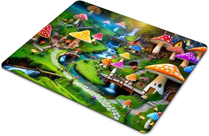 Square Mouse Pad Happy Mushroom,Gaming Mouse Pads for Desk,Soft Computer Waterproof Non-Slip Mouse Mat