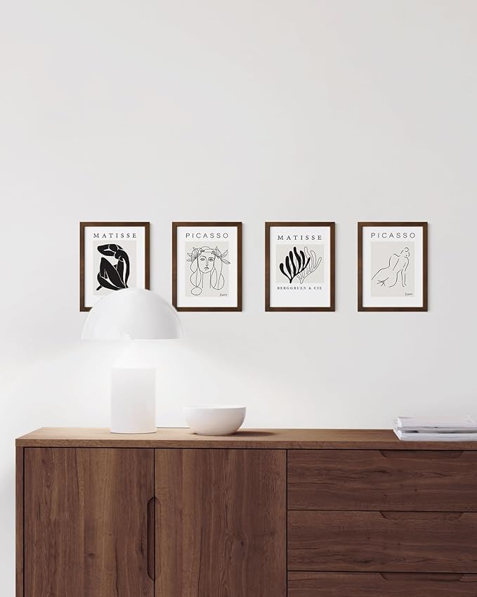 HAUS AND HUES 6x8 Walnut Oak Frame Set of 15 - Bulk Wooden Poster Holders, Plexiglass-Protected Design