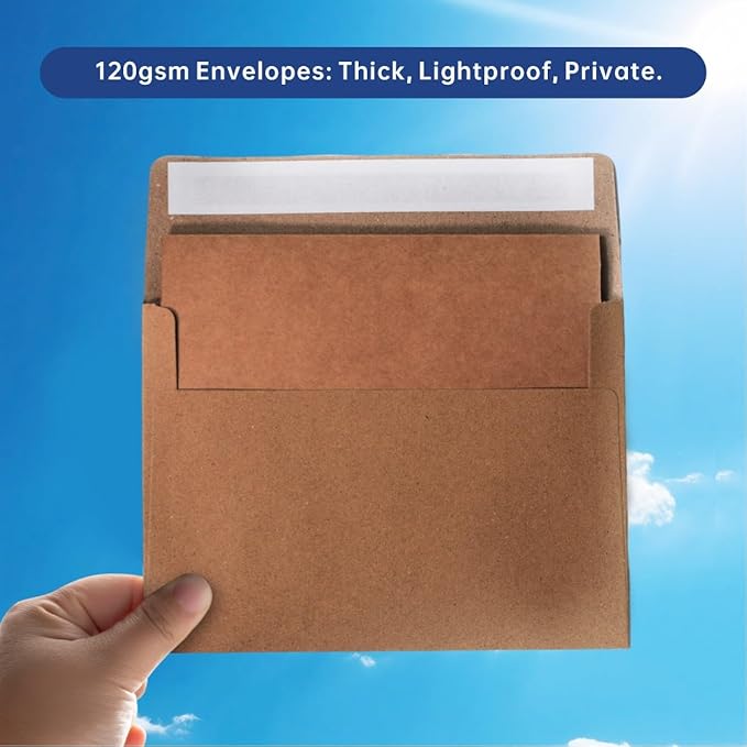 Blank Cards and Envelopes 5x7, 30 Pack Kraft Invitation Folded Cardstock with 30 Kraft Matching Self-Seal A7 Envelopes, Thank You Blank Greeting Cards, for DIY, Print Custom, Wedding & Birthday