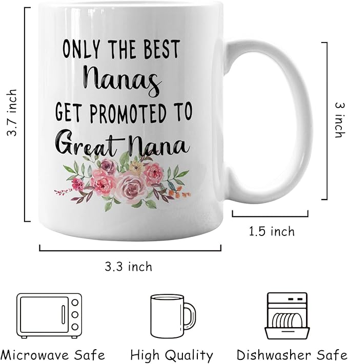 IWXYI Pregnancy Announcement Gifts for First Time Great Nana,New Great Nana Gifts,Great-Grandma Mug Coffee Mugs 11 Ounce