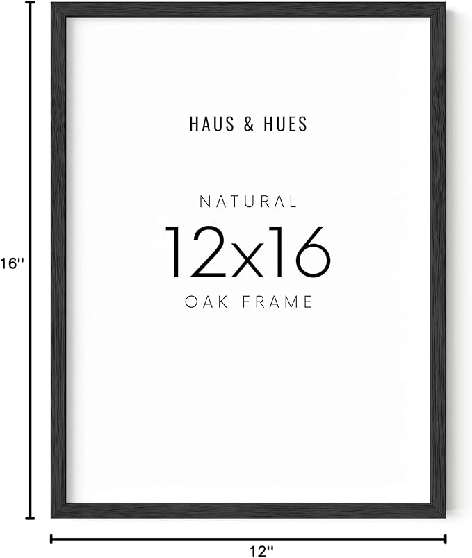 HAUS AND HUES 12x16 Black Oak Frame - Wooden Poster Display, Minimalist Wall Holder