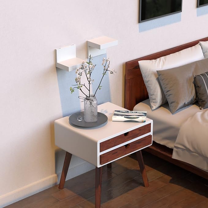 RICHER HOUSE 3-Pack Small Floating Shelves for Wall, 4 Inch Plastic Display Ledges for Mini Decor, Compact Style Small Wall Shelf with 2 Types of Installation