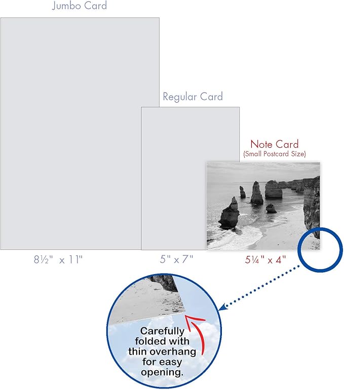 The Best Card Company - 10 Blank Note Cards with Envelopes (4 x 5.12 Inch) - Black & White Photos, Bulk Boxed Set - On the Rocks M3309-NB