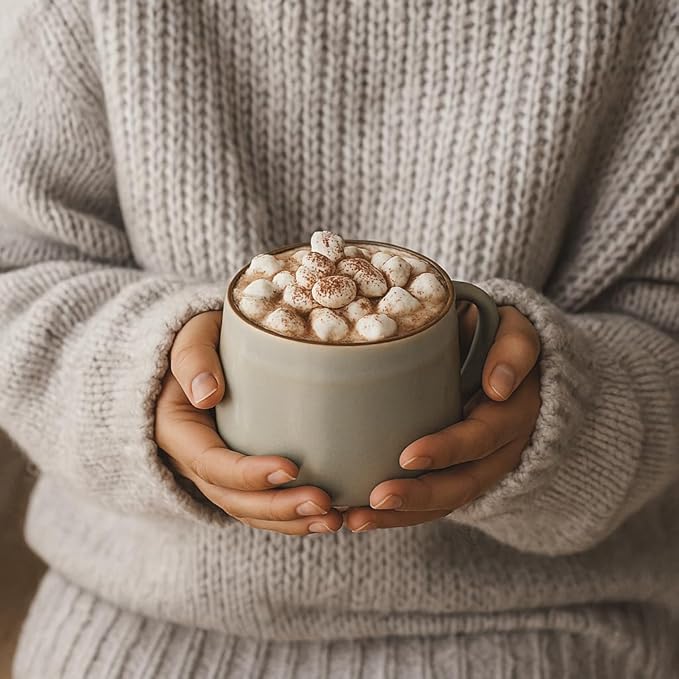 Large Ceramic Coffee Mugs Set of 4, 16 oz Stoneware Coffee Cups with Comfortable Handle for Latte, Tea, Cappuccino, Cocoa -Microwave and Dishwasher Safe - Modern Unique Aesthetic