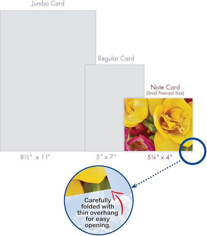 The Best Card Company - 10 Blank Note Cards with Flowers (4 x 5.12 Inch) - Floral Notecards, All Occasion Boxed Assortment - Fanciful Freesias M3040