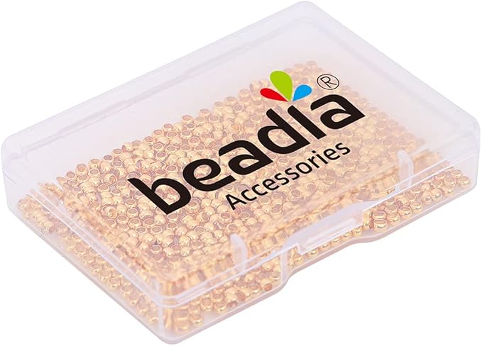 18K Gold Plated Crimp Beads Non Tarnish 2.5mm 600pcs for Jewelry Making Findings