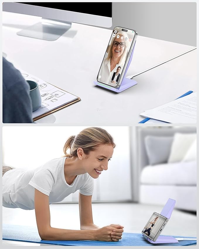 NANAMI Wireless Charger with USB C Charger - Qi Certified Fast Wireless Charging Stand Compatible with iPhone 17/16/15/14/13/12, Phone Charger Dock for Samsung Galaxy S25/S25+/S25 Ultra/S24/S23/S22