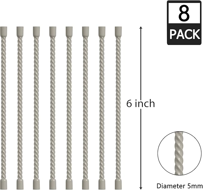 8PCS Silicone Cable Ties 6 Inch Reusable Twist Ties Steel-Core Cable Tie Straps Organizer All Purpose Bendable Cord Tie for Indoor Outdoor Bundling Holding Securing and Wrapping Cables (White)