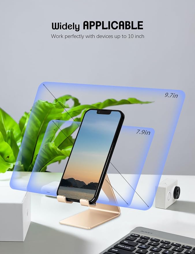 Desk Cell Phone Stand Phone Holder, Aluminum Phone Cradle Dock for iPhone17 16 15 14 13 12 pro Mini 11 X Xs max 8 7 6 6s Plus SE Samsung All Smart Phones, Rose Gold