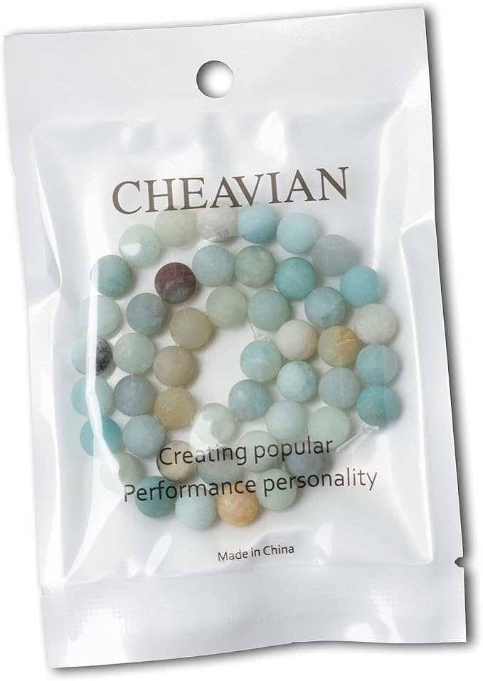 45PCS 8mm Natural Colorful Frosted Amazonite Gemstone Round Loose Beads Stone Beads for Jewelry Making DIY 1 Strand 15"