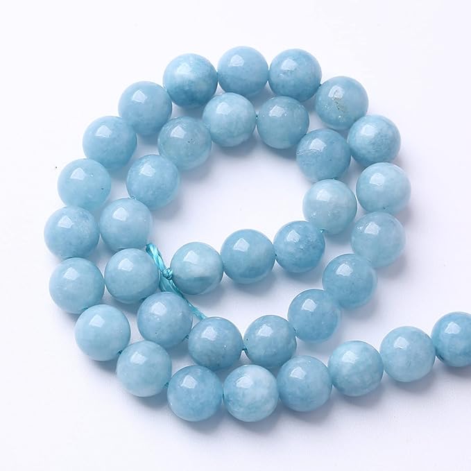 6MM 60PCS Blue Aquamarine Jade Loose Beads for Jewelry Making DIY Bracelet