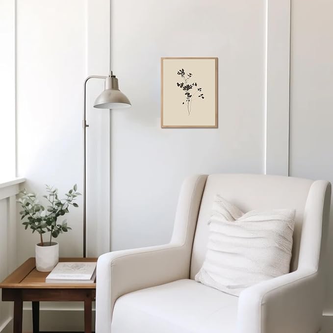 uniro Vintage Wall Art Prints, Neutral Floral Sketch Painting, Minimalist Wall Decor Botanical Canvas Prints, Cottage Core Decor, Vintage Art Pictures for Bedroom Bathroom(8" x 10"-UNFRAMED)