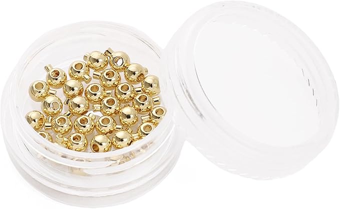14K Gold Plated Round Fishing Line Buckle 3.5mm End Caps 30pcs for Jewelry Making Findings