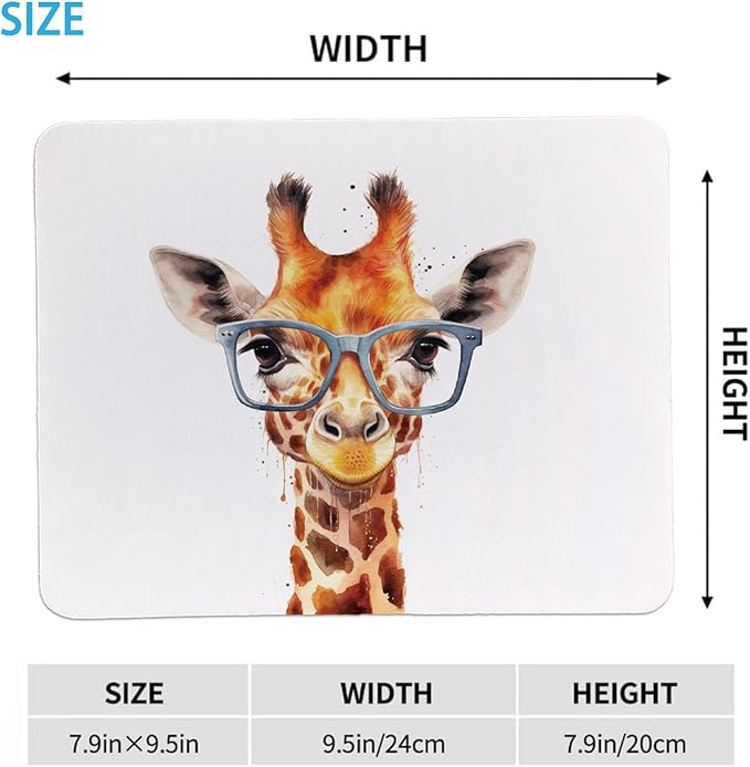 Rusenbao Giraffe Mouse Pad for Desk, Giraffe Gifts for Women, Small Mouse Pads for Desk, Non-Slip Rubber Base Mouse Pads for Wireless Mouse, Computers, Laptop, Office, 9.5x7.9 Inch