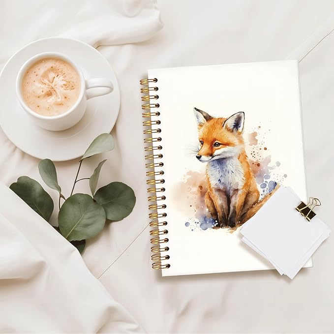 Fox Spiral Notebook Journals,Fox Gifts,Cute Notebooks for Women Girls Teachers,Fox Gifts for Women, Men, Lovers,College Ruled Hardcover Spiral Notebook Journal for Work Notes Journaling 5.5x8.3