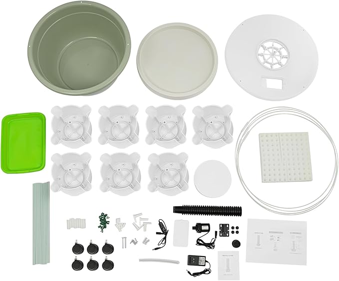 Hydroponic Growing Tower Kit, 7-Tier 28 Plant Hydroponic Indoor Vertical Garden with Climbing Trellis & Timer, Vertical Hydroponics System for Lettuce, Strawberries, Herbs, Vegetables, White