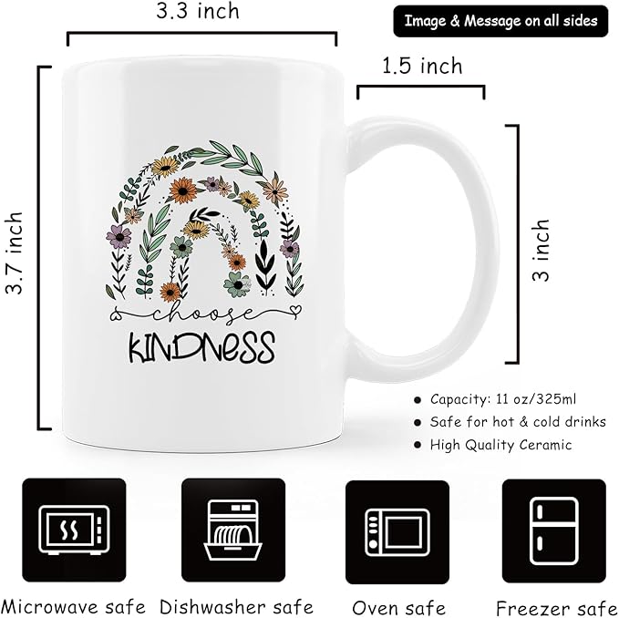 Boho Coffee Mug,Choose Kindness Coffee Mug,Inspirational Coffee Mugs Gifts For Men Women Friends,Coffee Mugs 11oz