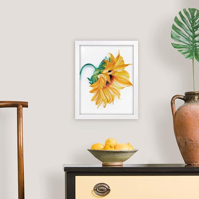Uniquilling Quilling Kit Paper Quilling Kit for Adults Beginner, Handmade DIY Craft Quilling Paper Filigree Painting Kit Tools, Home Room Wall Art Decor Perfect Gifts, 8 * 10-inch Sunflower (Basic)