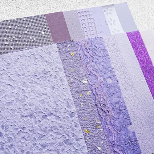 15-Piece Textured Scrapbook Paper Mesh Fabric Set, Purple A5 Sheets - Image 7