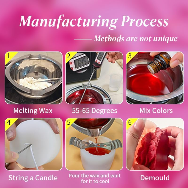 6Pcs Flower Silicona Candle Molds for Candle Making with Wax Wick - Image 6