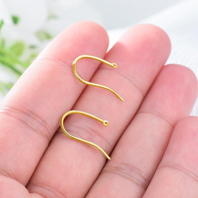 14K Real Gold Earring Hooks for Jewelry Making Fish Hooks 14K Yellow Gold Earring Findings for Earrings Jewelry Making(Style 6)