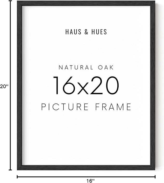 HAUS AND HUES 16x20 Black Oak Frame - Wooden Poster Holder, Rustic Wall Display