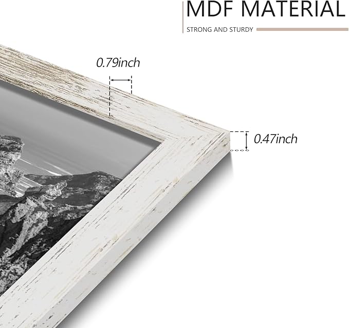 8x8 Picture Frame Set of 9, Photo Gallery Wall Frame Set, Display Pictures 4x4 with Mat or 8 x 8 Without Mat, Square Frame Picture Frames Collage Wall decor, Distressed White